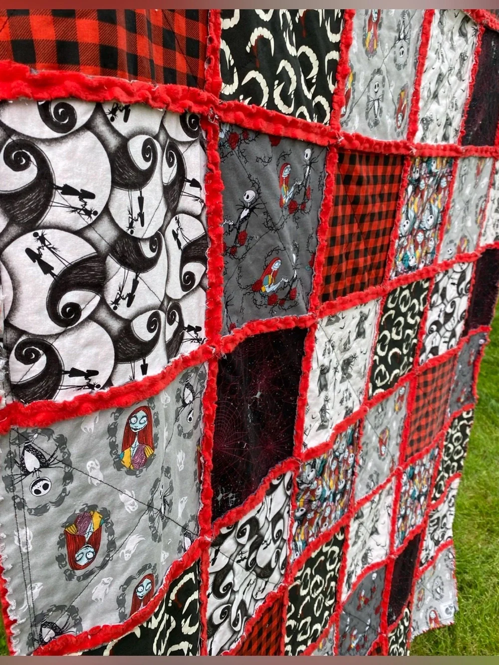 Handmade Nightmare Before Christmas Quilt, Large Minky Rag Quilt Throw
